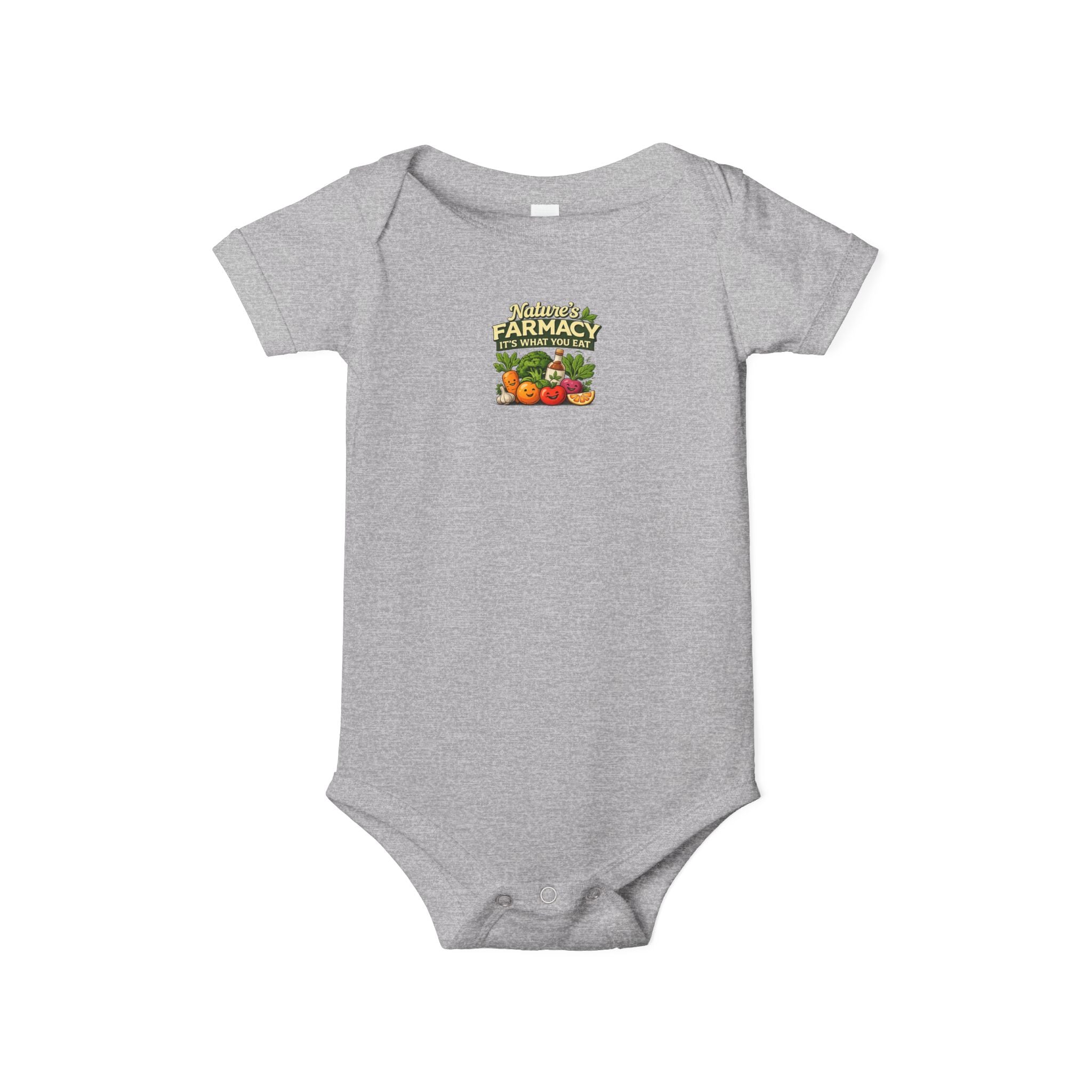Baby Onesie - ‘Farmacy’ Vintage Farmer Market Veggies Graphic Infant Bodysuit