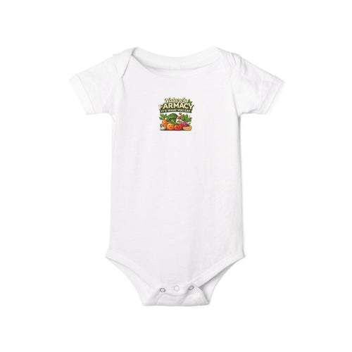 Baby Onesie - ‘Farmacy’ Vintage Farmer Market Veggies Graphic Infant Bodysuit