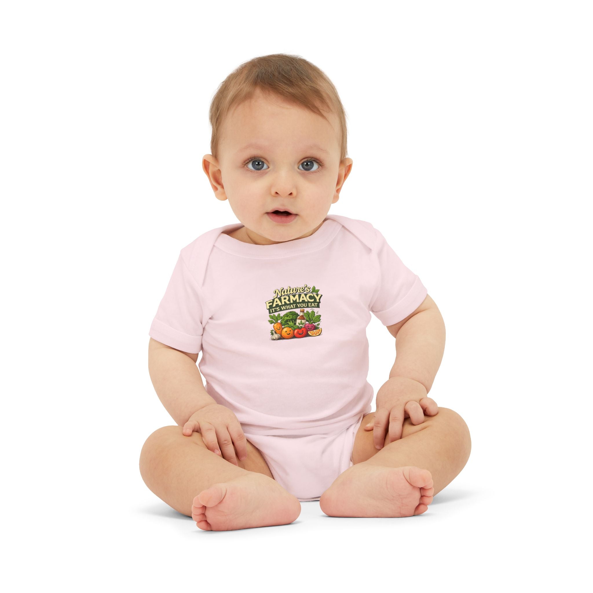 Baby Onesie - ‘Farmacy’ Vintage Farmer Market Veggies Graphic Infant Bodysuit