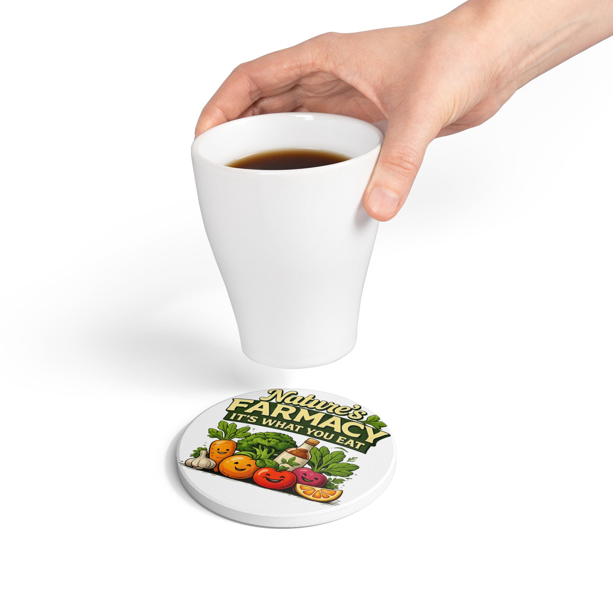 Ceramic Coaster – "Nature's Farmacy" Healthy Eating Veggie Drink Coaster