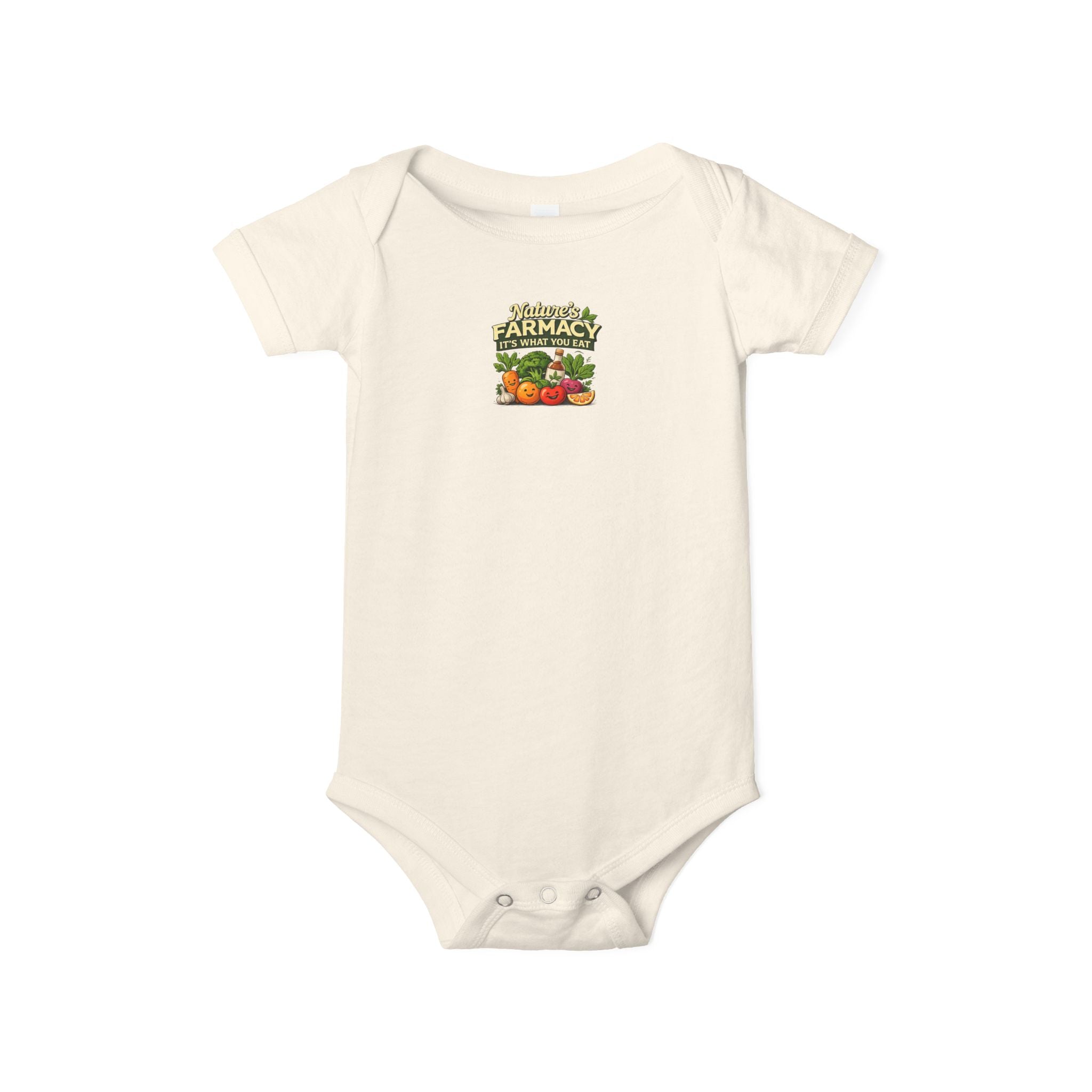 Baby Onesie - ‘Farmacy’ Vintage Farmer Market Veggies Graphic Infant Bodysuit
