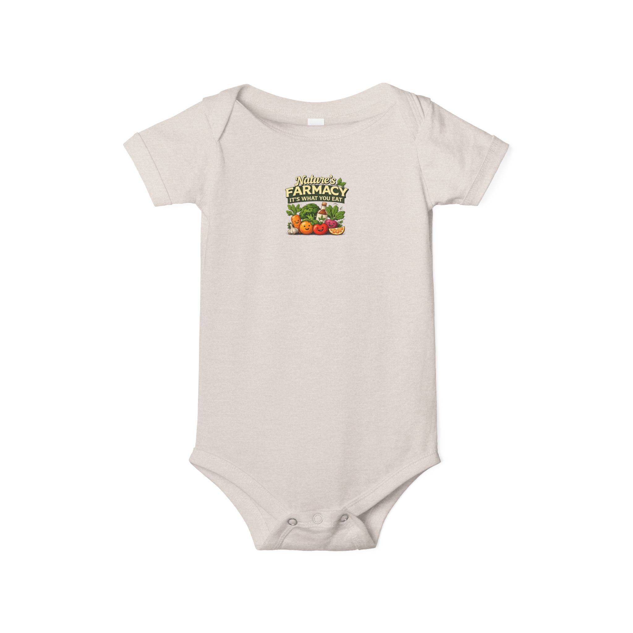 Baby Onesie - ‘Farmacy’ Vintage Farmer Market Veggies Graphic Infant Bodysuit