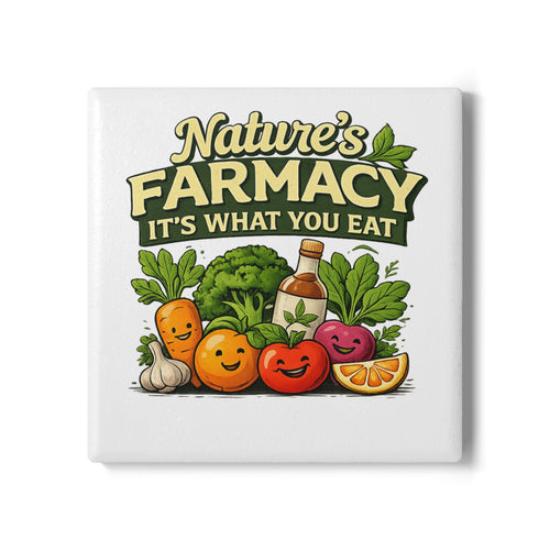 Ceramic Coaster – "Nature's Farmacy" Healthy Eating Veggie Drink Coaster