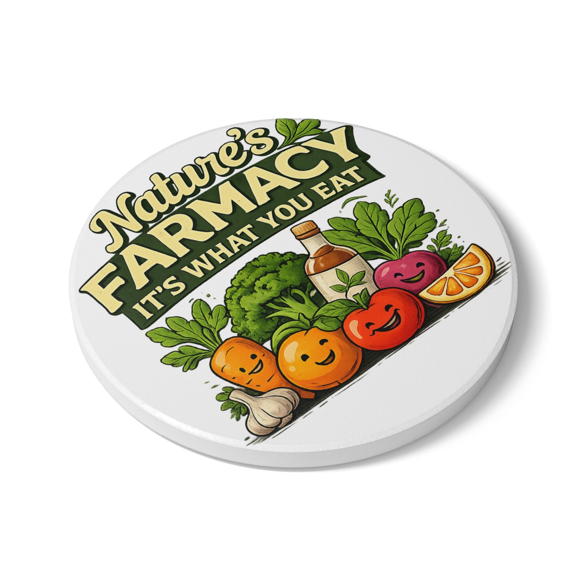 Ceramic Coaster – "Nature's Farmacy" Healthy Eating Veggie Drink Coaster