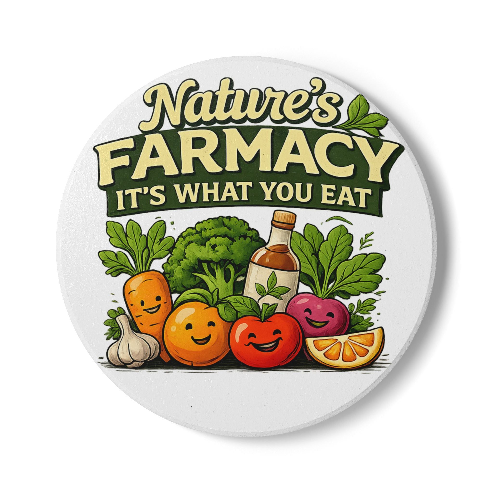 Ceramic Coaster – "Nature's Farmacy" Healthy Eating Veggie Drink Coaster